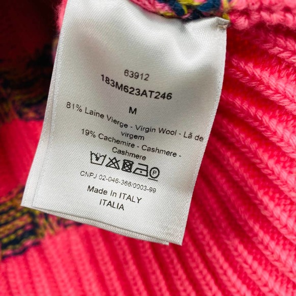 DIOR Mens Pink Striped Knit Turtleneck Wool Cashmere Summer Mens Md Wms Lg/XL - Picture 9 of 16